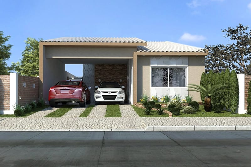 Plano de casa con jardín de invierno