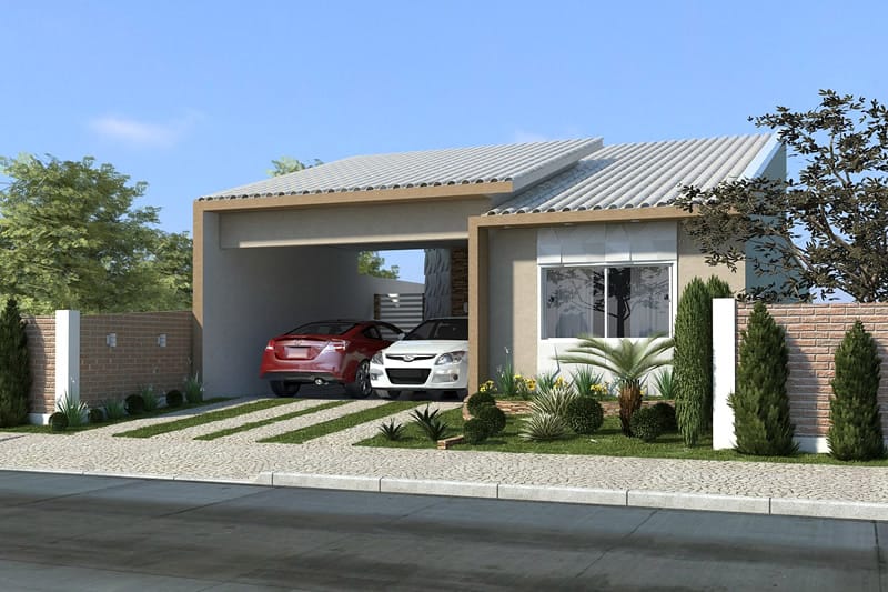 Plano de casa con jardín de invierno