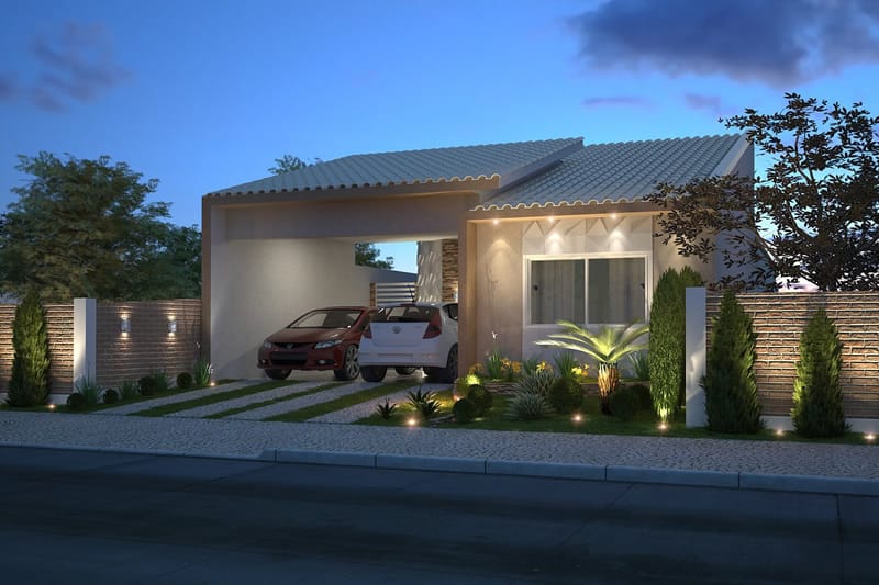 Plano de casa con jardín de invierno