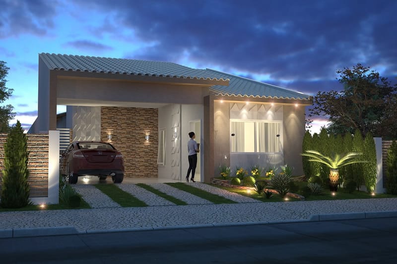 Plano de casa con jardín de invierno