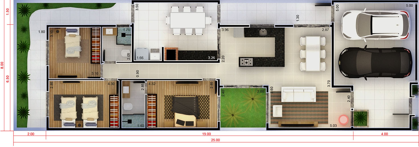 Casa pequeña con 3 habitaciones8x25