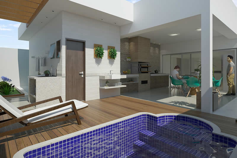 Plano de interior con pared de cristal