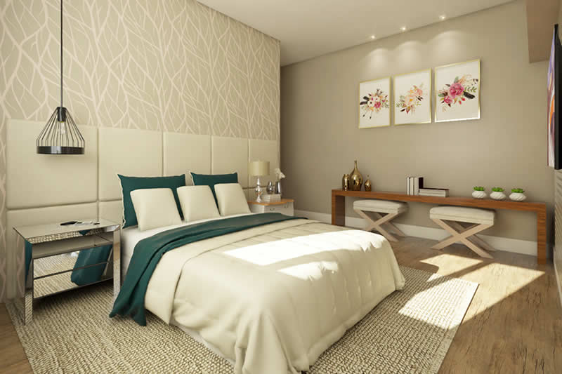 Plano de interior con pared de cristal