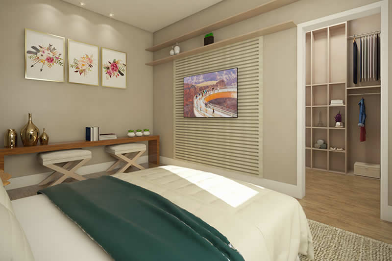 Plano de interior con pared de cristal